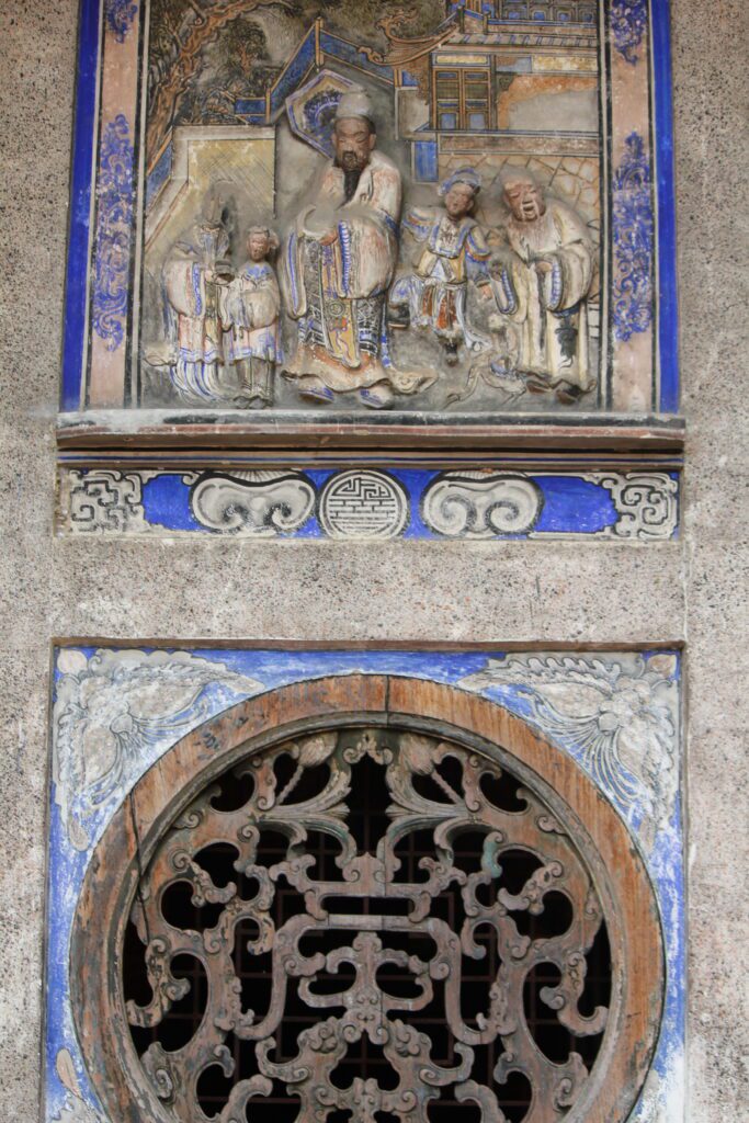 Section of Kian Un Keng Shrine, an ancient Chinese temple on the Thonburi riverside in Bangkok, Thailand.