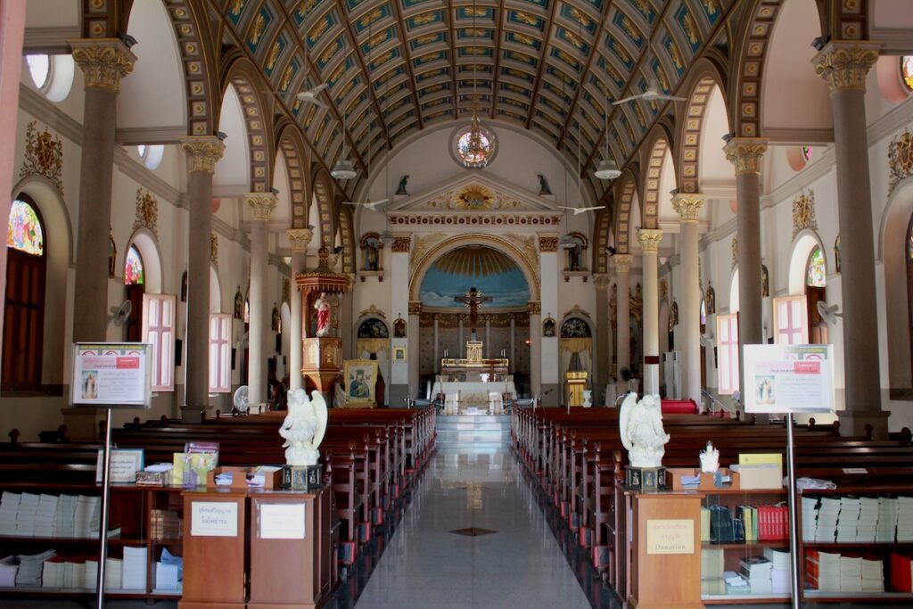 Santa Cruz Church, a historic Roman Catholic church in Kudeejeen, Bangkok, built by the Portuguese community.