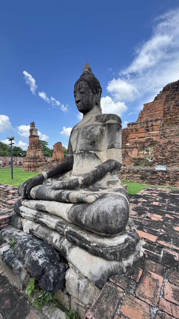 Ruins of Wat Mahathat, a Buddhist temple in Ayutthaya, Thailand.